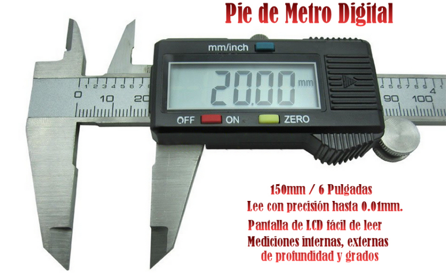 Pie de Metro Digital - 150mm / 6 Pulgadas - 0.01mm Mínimo - Tienda8