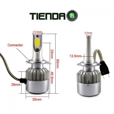 Par luces Led H7 72w / 7600Lm (2x 36W / 3800Lm) - Tienda8