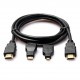 Cable Hdmi 3 En 1, 1,5m, Incluye Adaptador Micro y Mini HDMI