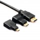 Cable Hdmi 3 En 1, 1,5m, Incluye Adaptador Micro y Mini HDMI