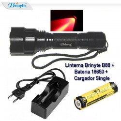Pack Linterna Brinyte B88 Roja, Batería Sky Ray 18650 y Cargador Single