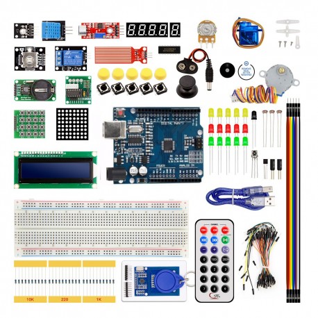 Kit Arduino Uno Stepper Motor, RFID, Sensores y Componentes