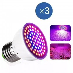 Pack 3 Ampolletas E27 Grow Led 20W Cultivo Indoor,