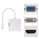 Adaptador 3 en 1, Mini DisplayPort a VGA/HDMI/DVI