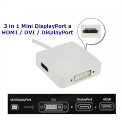 Adaptador 3 en 1 Mini Displayport A Hdmi, Dvi o Displayport