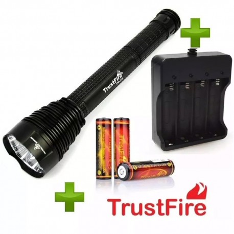 Pack Linterna Extrema J18, 3 Baterías 3400mAh TrustFire y Cargador