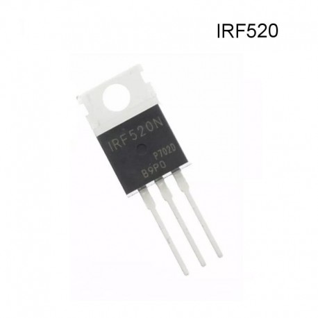 Transistor Mosfet IRF520, Canal N, 100V, 9A, TO-220