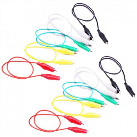 Pack de 10 Cables Flexibles Tipo Pinza Caimán, 50cm Largo