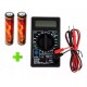Pack 2 Baterías TrustFire 18650, 3000mAh + Multímetro Digital DT-830B