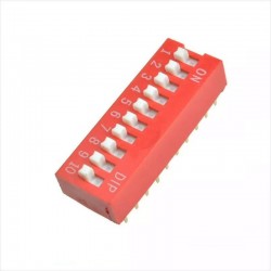 Switch Dip 5, 6, 8, 10, Interruptor 2.54mm, Rojo, Deslizable