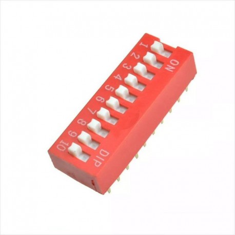 Dip-5, 6, 8, 10, Interruptor 2.54mm, Rojo, Deslizable