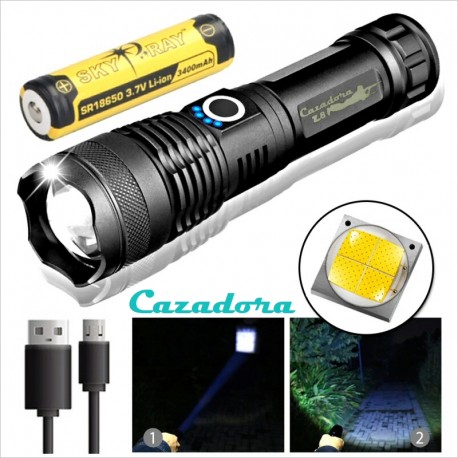 Pack Linterna Cazadora Z8 Led XHP50 + Batería Sky Ray 18650 3400mAh