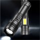 Potente Linterna Zoom Led XHP70 + Cob Lateral, 7 Modos, 2100 Lum