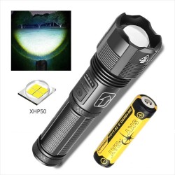 Linterna Con Zoom P50 Led Cree XHP50.2 + Batería Sky Ray 3000mAh