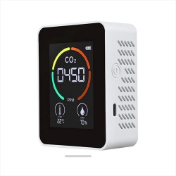 Monitor De Calidad Del Aire CO2, Termómetro e Higrómetro, Recargable