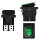 Interruptor Rocker, Verde, IP67, 4PIN, 20A, AC