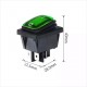 Interruptor Rocker, Verde, IP67, 4PIN, 20A, AC