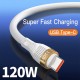 Cable USB Tipo C, Extra Grueso, Para Uso En 120W, 6A, 1,2 metros