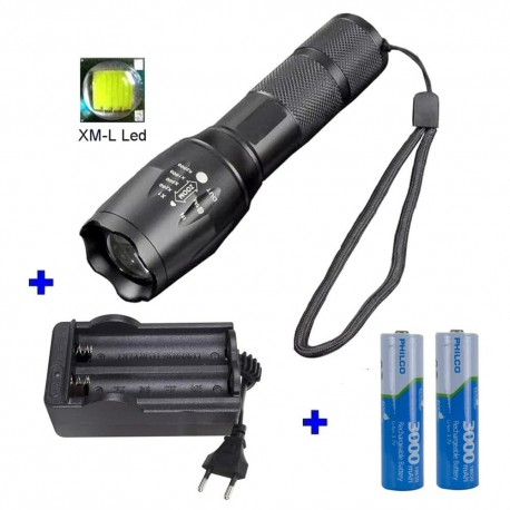 Pack Linterna Con Zoom Modelo U-18, Batería Y Cargador
