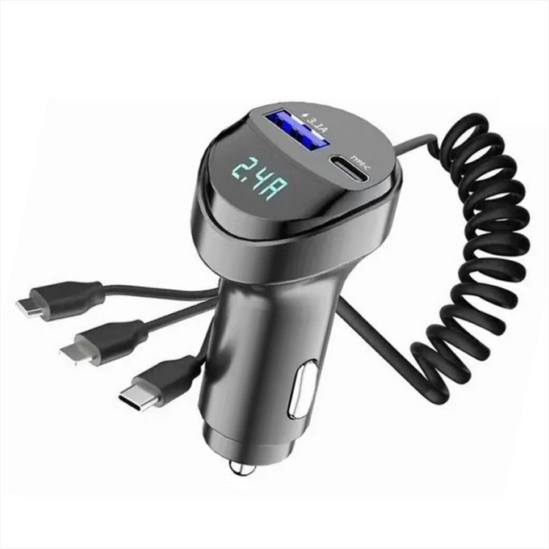 Cargador USB 3 en 1, Para Cargador Celular el Automóvil, Carga Rápida. -  Tienda8