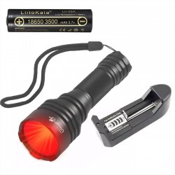 Pack Linterna UltraFire C8 Roja, Batería Premium 18650 y Cargador Single