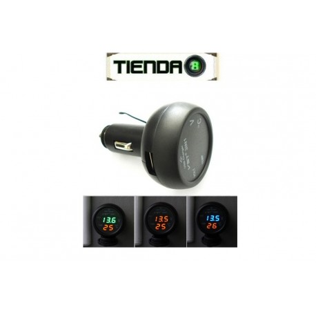 Medidor de Voltaje, Temperatura y Puerto USB (3 en 1)