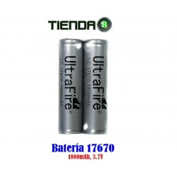 Baterías de Litio 17670, 3.7v, 1800mAH - Ultrafire Protección FULL