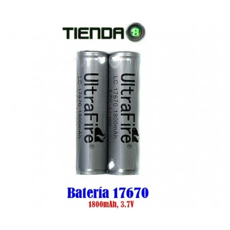 Baterías de Litio 17670, 3.7v, 1800mAH - Ultrafire Protección FULL